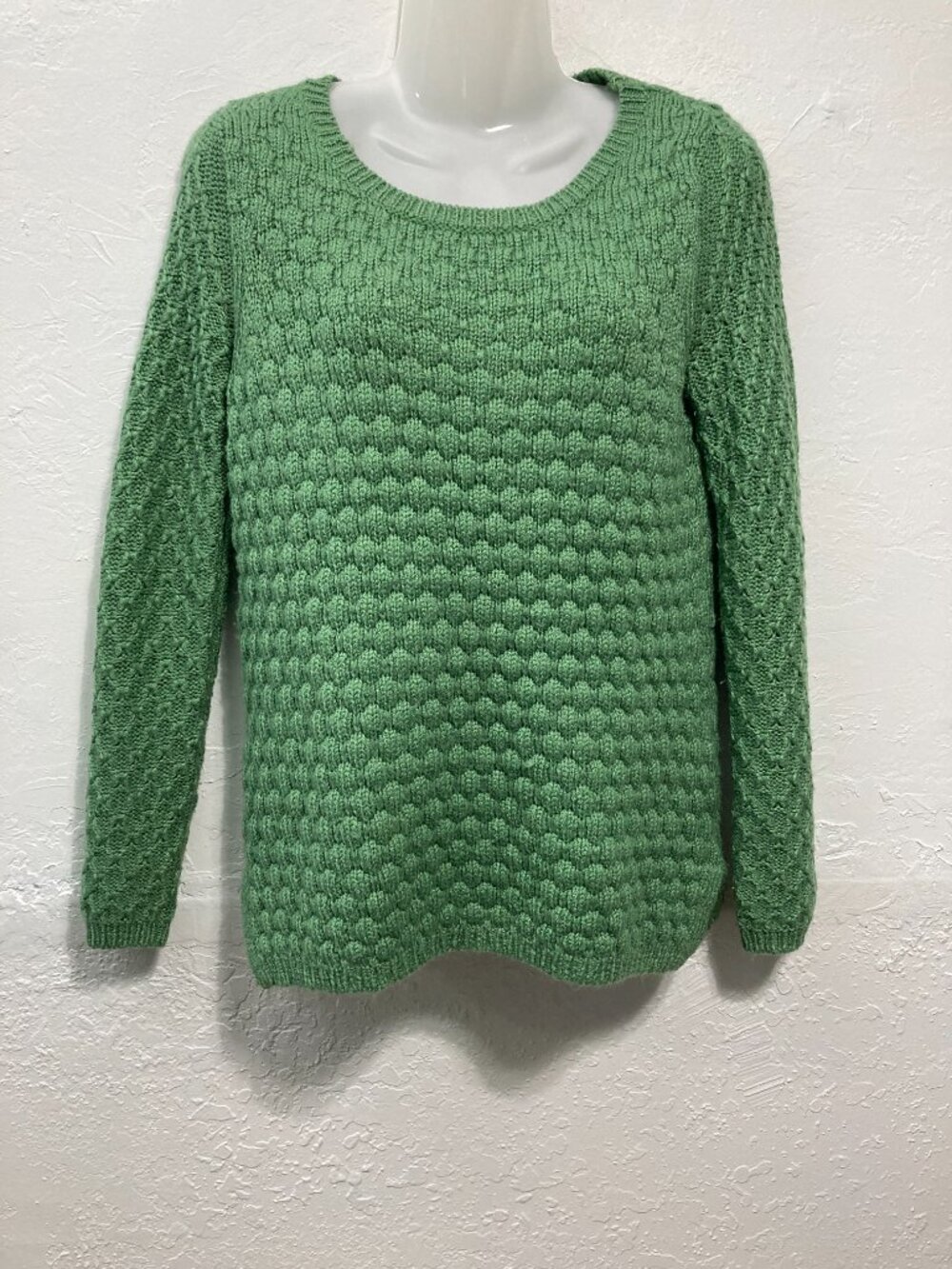Field Flower by Anthropologie BubblePopcorn Stitch Knit Crewneck Sweater Green S